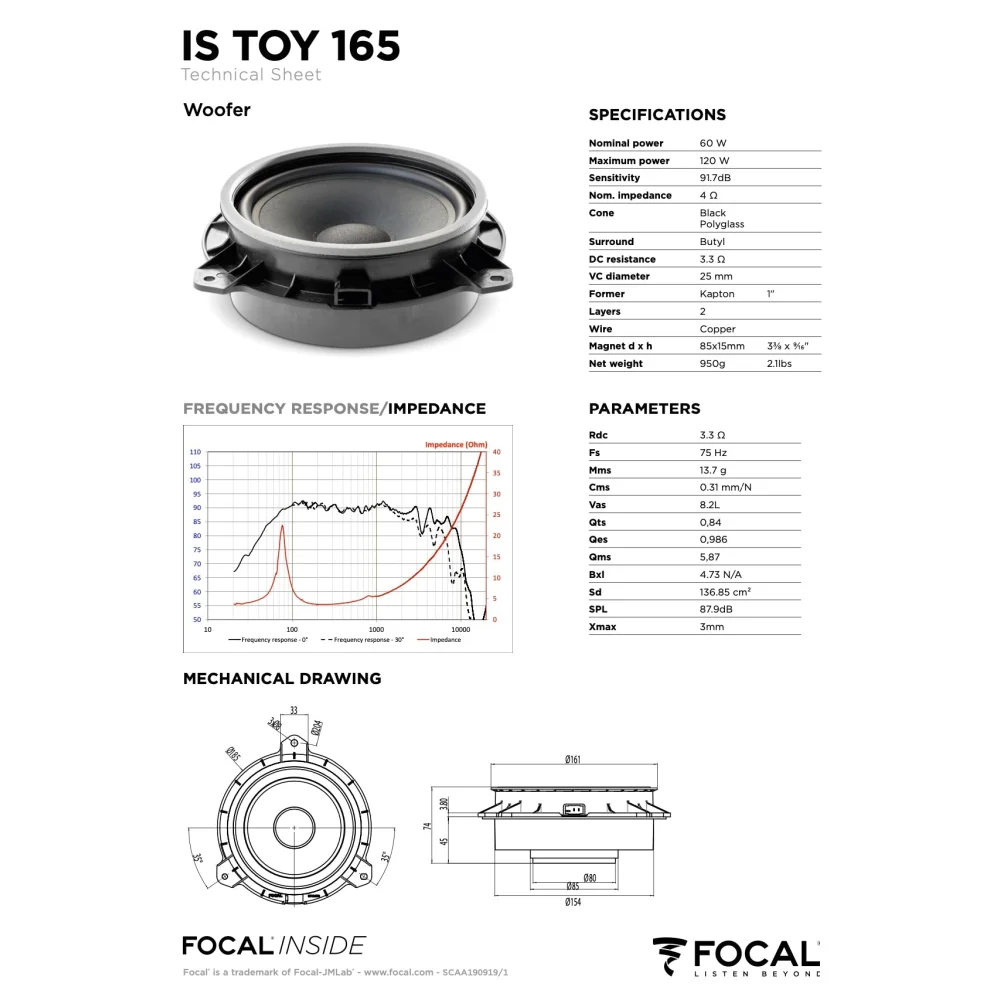 Is Toy 165 Focal Inside 6.5’’ Polyglass 2-way Component