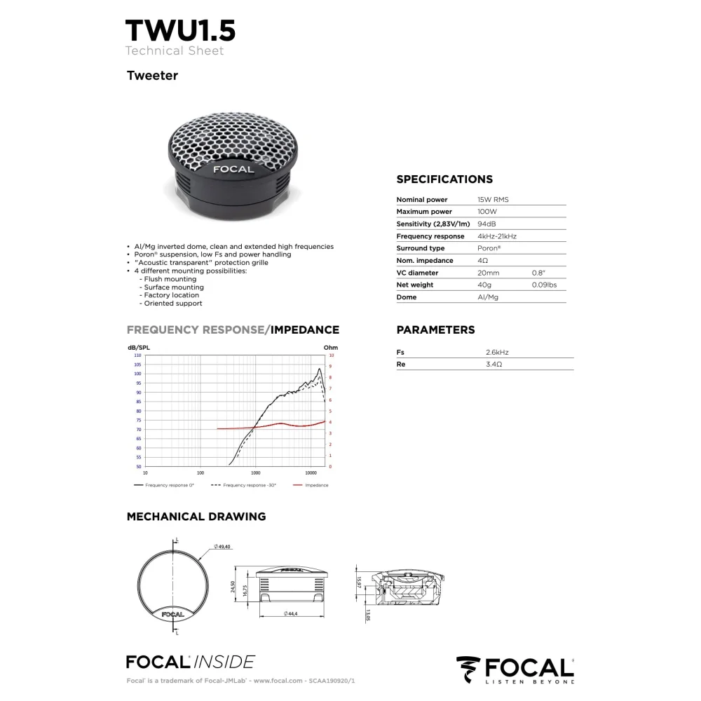 Is Toy 165 Twu Focal Inside 6.5’’ Polyglass 2-way