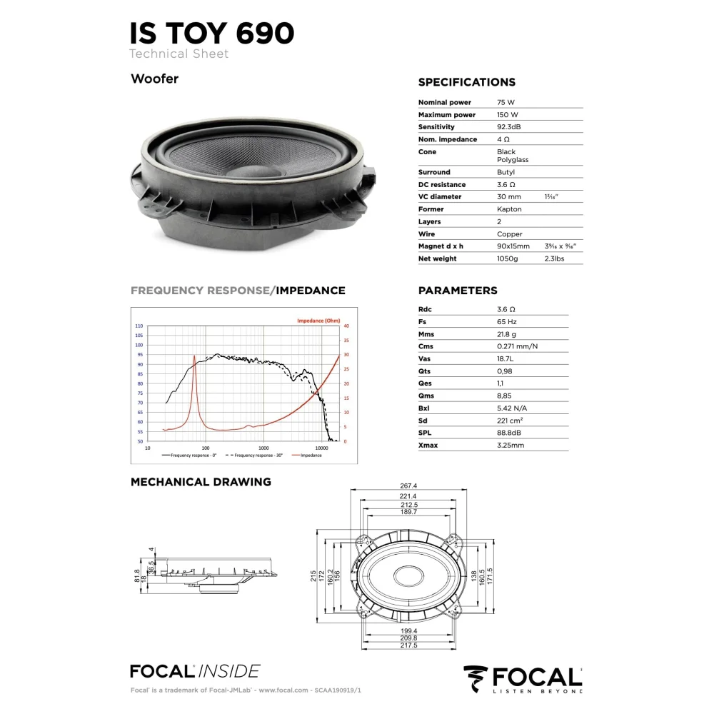 Is Toy 690 Focal Inside 6x9’’ Polyglass 2-way Component