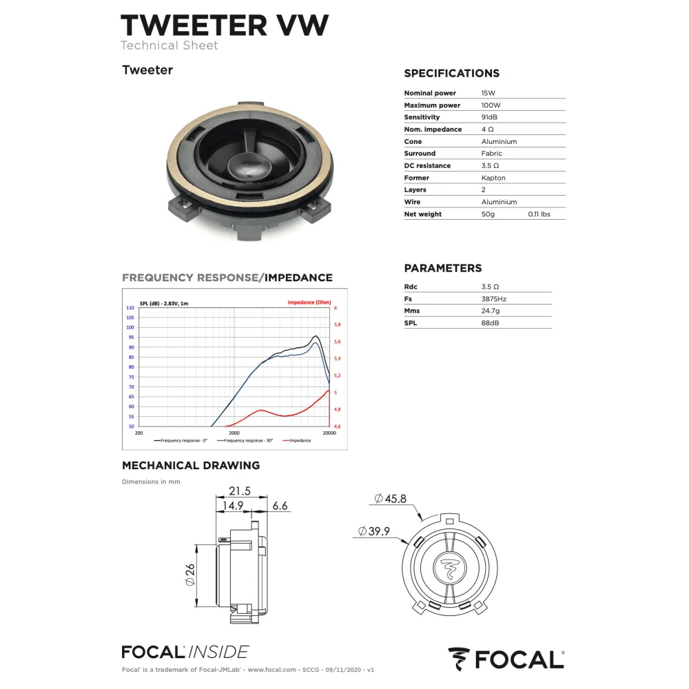 Is Vw 180 Focal Inside 8’’ Polyglass 2-way Component