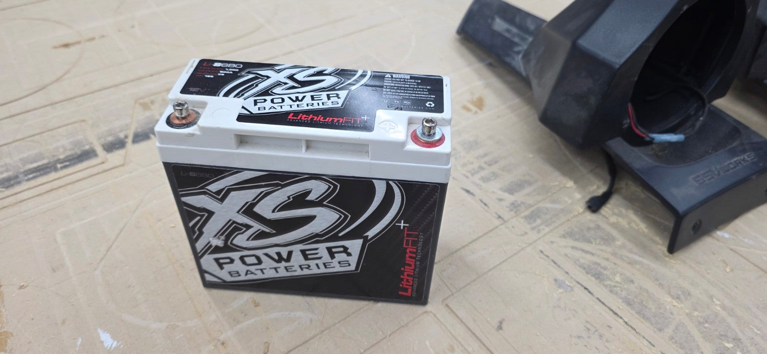 Used XS Power Li-S680 12V LithiumFit lithium battery actual condition angled view